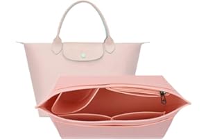 GEHANICO Organizer per borse, organizer multitasche, in feltro, organizer per borse Longchamp, organizer pieghevole, borsa da toeletta, regalo per la festa della mamma (L, rosa)