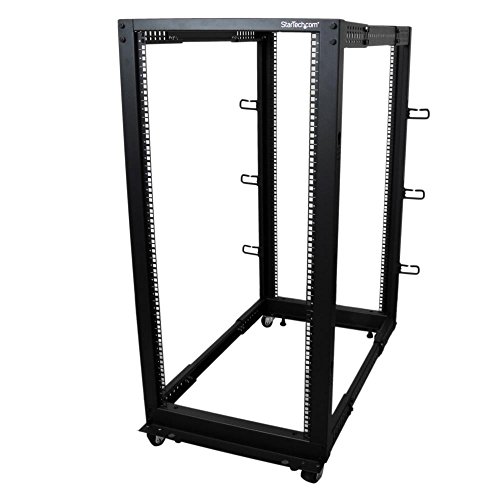 StarTech 25HE 4 Pfosten Open Frame Server Rack / Schrank tiefenverstellbar mit Rollen / Nivellierfüße und Kabelverwaltung