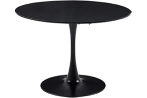 ‎JZGORC JZGORC Modern Round Dining Table, 110cm Round Dining Table, Suitable for 4-6 People, Suitable for Living Room, Dining Room, Kitchen, Cafe - Black