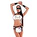 Produktbild Xuthuly Damen Mode Frauen Nette Sexy Bandag Leder Uniformen Versuchung Erotische Unterwäsche Clubwear Nachtwäsche Nachtwäsche + Augenmaske + Handschellen