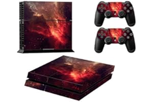 DOTBUY PS4 Skin Aufkleber Sticker Design Folie schützende Haut Schale für Sony Playstation 4 Konsole und 2 Dualshock Controller (Red Universe)