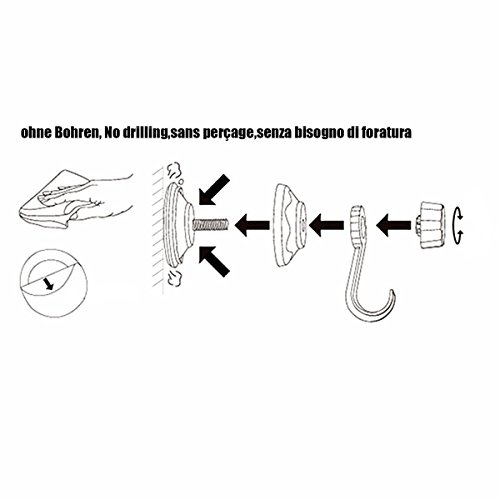 qobobo® Saugnapf-Handtuchhalter wiederverwendbar, Befestigen ohne Bohren, rostfrei Edelstahl, 4 bewegliche - 2