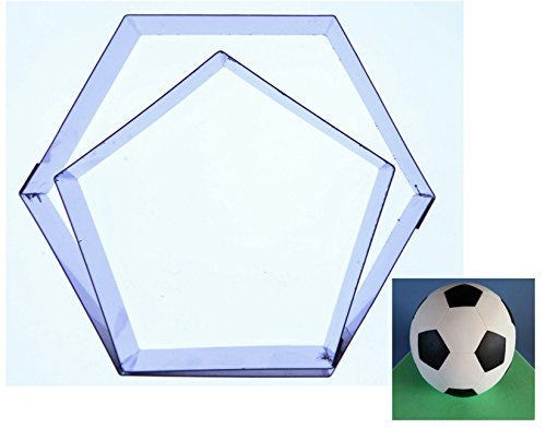 Valley Cutter Company Fußballkuchen-Ausstechformen (Sechseck und Fünfeck), verschiedene Größen erhältlich, passend für 15,2 cm, 20,3 cm, 9 cm, 12 cm, 13 cm, 16 cm und 20 cm kugelförmigen Ballkuchen, Edelstahl, Edelstahl, 20 cm