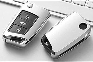 CAR PASSION Cover Guscio Chiave TPU Lucida Compatibile Con VOLKSWAGEN Golf Tiguan Passat Polo T-Roc T-Cross Up silicone 3 Tasti Custodia Protezione Telecomando Auto (argento)