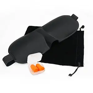 Best Quality Natural silky smooth padded sleeping eye mask FULL Set Black (Sleep Mask, Ear Bud Set in box & Carrybag), super-smooth eye mask (One Strap adjustable) Eye Mask for Sleeping, Women Men Children Old Sleep Mask, Patented Design 100% Blackout Eye Mask, 3D Contoured Comfortable Eye Cover & Blindfold, Great for Travel/Nap/Nights Sleeping Anywhere with Carry Bag Ear Buds Pack. Anti snoring.