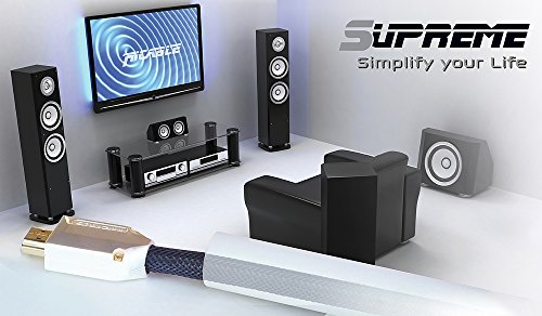 Ricable Supreme F1 – 1 Meter – Kabel HDMI 2.0 High Speed 3D bescheinigt mit Ethernet entworfen für den Durchlauf in Kanäle und Wellblech mit abnehmbaren Verbinder und Bandweite 29 Gbps. Hi-End Qualität für den AV HD Anschluss mit 24 AWG OCC einkristallin Kupferleiter und vergoldeten abgeschirmten Verbinder. Italienisches Design und Lebenszeitgarantie on-Site - 7