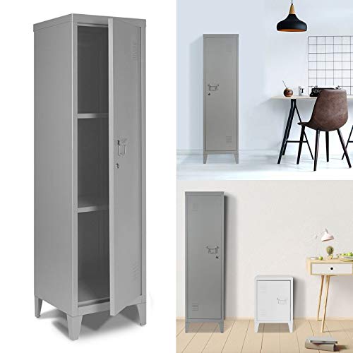 spécifications IDMarket - Armoire vestiaire Stella en métal grise