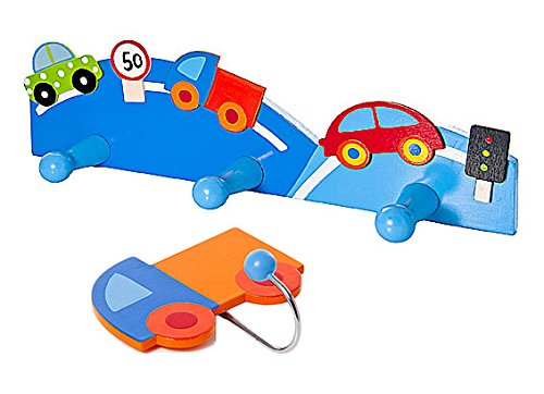 Children's Wooden Car & Lorry Themed Coat Hooks Wall Hooks for Boys Nursery or Bedroom
