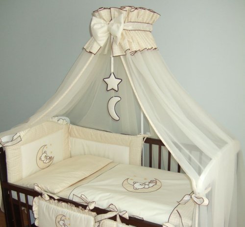 Stunning Baby Canopy / Mosquito Net for Cot + Fitting / Holder - Cream Stars