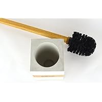 WC Bürstengarnitur aus Beton und Eichenholz Bürste Set Kopf austauschbar handgemacht in Deutschland