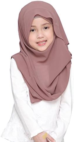 SHOLIND Kids Girls Plain Chiffon Hijab Scarf Shawl Wrap (Brown)