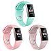 Produktbild Kmasic Sport Armband kompatibel mit Fitbit Charge 3 & 3 SE, weichen Silikonband Ersatz-Armband Fitbit Charge 3 Smart Fitness-Uhr, Klein, 3 Pack-Sand Pink/Rosa/Teal