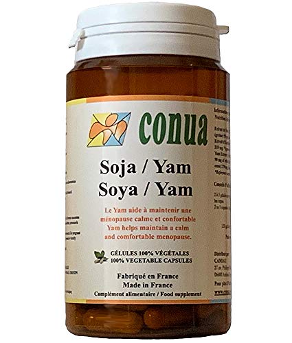 Complexe Phytohormones progestérone et oestrogènes Soja Yam 120 GELULES VEGETALE Houblon cône Sauge ménopause sereine bouffée de chaleur SANS OGM ADDITIFS VEGAN FABRICATION FRANCAISE Conua depuis 2003