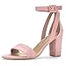Produktbild Allegra K Damen PU Paneel gesäumt Blockabsatz Knöchel-Riemen Hohe Sandalen, Hell Pink/EU 39.5