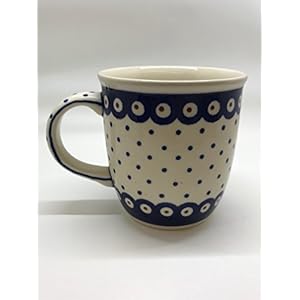 Polish Pottery Boleslawiec Mug, Curvy, 0.35L in SPOTS pattern