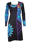 Handmade with love Filosophie Ausgefallenes Ethno Freizeitkleid mit faszinierenden Farbspiel und bunten Stickereien - Hippie Chic - 100% Baumwolle - MITA (S/M)