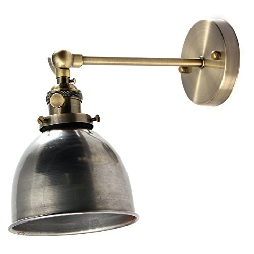 KING DO WAY Lampenschirme E27 Glühbirne Fassung Wandlampe Wandleuchte Deckenlampe Haengelampe Haengeleuchte Vintage Antik industrielle Schüssel Wandleuchter Loft Wand Lichtwand Lampe Silber