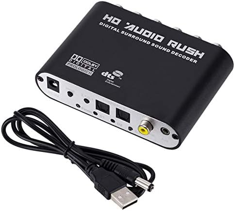 Heaviesk 5.1 Channel Digital Audio Decoder Converter Dts/Ac-3 HD Rush Audio Gear Surround Sound Decoder for Home Theater
