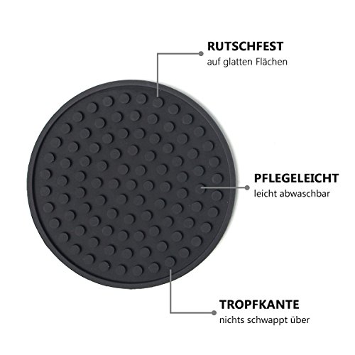 Silikon-Untersetzer – 8 Stück Schwarz Glasuntersetzer-Set Onderzetters für Bar, Wohnzimmer, Küche, von SveBake - 3