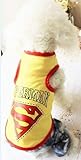 Color: azul, amarillo, gris HeiPlaine Lindo Abrigo Primavera y Verano Ropa para Mascotas Ropa para Perros Perro Superman Chaleco de Malla Fresca (Color: Azul, Tamaño: M) Ropa Linda (Color : Yellow, tamaño : L)