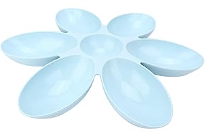 CYAK Bols d'eau de Nourriture pour Chat Mangeoire en Plastique pour Animaux de Compagnie Mangeoire Multiple pour Chat en Forme de Fleur 6 Bols Plat d'alimentation pour Animaux de Compagnie 6 Repas(Bleu)