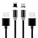 Produktbild LAMA 3A Magnetisches Blitz Ladekabel und Magnet Micro USB Datenkabel [2 Stück 1M] für iPhone XR XS XS Max X 8 7 Samsung S7 S6 S5 J7 J5 J3 Huawei Mate 10 Lite Honor 9 Sony HTC Kindle und mehr Schwarz