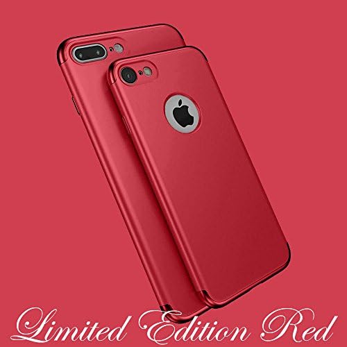 iPhone 8 Plus Case, Zonewire® [3 in 1 Series] Non Slip Surface Shockproof Electro Plating Texture Skin Protector [hard] For Apple iPhone 8 PLUS (5.5") &amp; Screen Protector (Limited Edition Red)