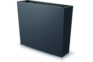 Tymar Macetero alto, jardinera para exteriores, protección visual, para exteriores, rectangular, color antracita, 58 x 18 x 50 cm