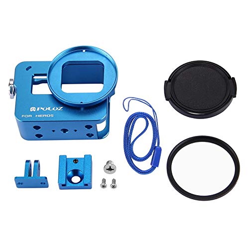 Preisvergleich Produktbild Yao Puluz Hero7 Hero6 Aluminiumrahmenschutz Metall Black Dog 5 Zubehör Blau