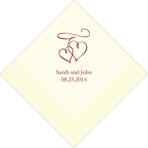 Preisvergleich Produktbild Weddingstar Hochzeit Servietten Herzen, personalisiert