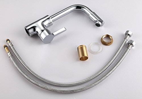 Auralum® 360° Drehbar Wasserfall Mischbatterie Armatur Chrom Wasserhahn für Küche Küchenamatur Waschbecken - 8