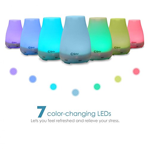 Esky 100ML Ultraschall LED Aroma Luftbefeuchter 100ml Ätherische Aromadüfte Luftbefeuchter Tragbar Ultraschall Kühler Nebel Nebel-Luftbefeuchter 7 Farben LED Licht wechselnd Ätherisches Öl Nebel Diffuser, Duftzerstäuber für Haus, Yoga, Spa, Schlafzimmer, Kinderzimmer H001 - 2