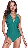 🤽‍♀️【CARACTERÍSTICA DEL TRAJE DE BAÑO】Los trajes de baño de una pieza más dignos para las mujeres, cierre de corbata, dos formas de usar. Ruching en el busto, frente central ,lados proporcionan sutil estilo halagador y ajuste de control de barriga.