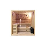 Cabine de Sauna en Bois Canadien 220×200×210cm parois en Verre 8mm Pierres Naturelles