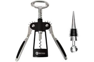HiCoup Kitchenware Cavatappi Alato - Cavatappi, Apribottiglie e Tagliacapsule Professionale - Stappa Bottiglie Economico - Tappo per Vino in Omaggio e Leva Antiscivolo