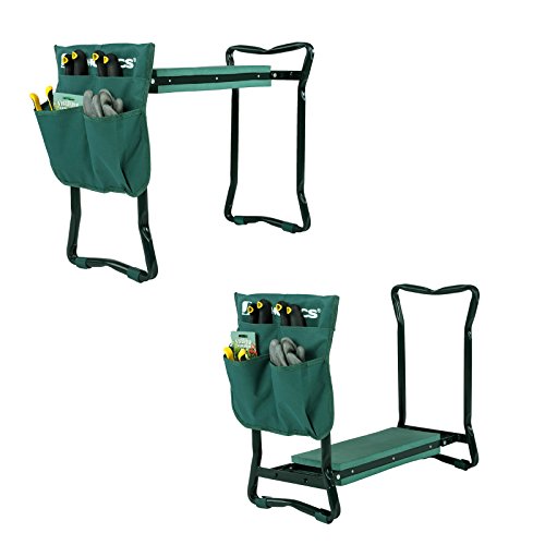 Songmics Kniebank 59 x 48 x 27 cm Gartenbank Hocker Sitzunterlage EVA-Schaumkissen Stahlrohr (Grün) GGK01G - 2