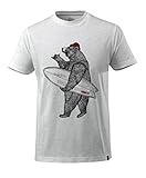 ropa surf mar del plata  \'Mascot Camiseta de\"Oso con tabla de surf - Advanced, blanco, 17982-983