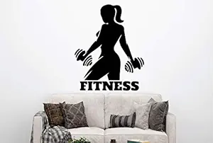 VVWV Women Gym Wall Stickers for Home Living Kids Bed Room Hall Kitchen Wall Decor Stickers PVC Vinyl Decals L X H 50 X 90 CMS