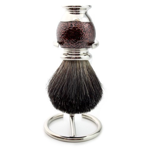 Hand Assembled In Stunning Texture Handles Black Badger Hair Brush With Stand Sophist Collection Elegantly Designed By Haryali London.