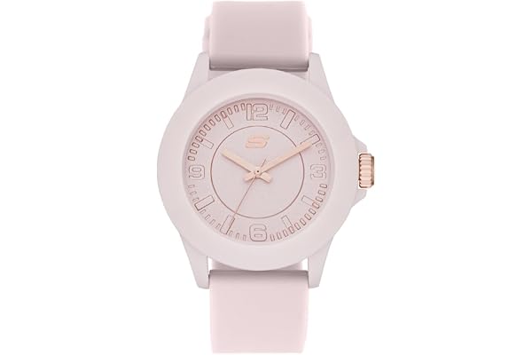 Skechers Horloge voor dames, Quartz uurwerk met siliconen, polyurethaan, lederen of roestvrij stalen band,Roze,30MM