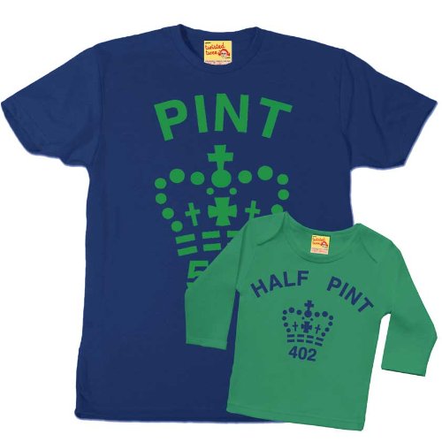 Pint and Half Pint Coordinating Father And Son T-Shirt Set Navy & Green