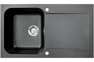 Essebagno Lisse évier réversible 1 cuve 1 égouttoir en résine noir