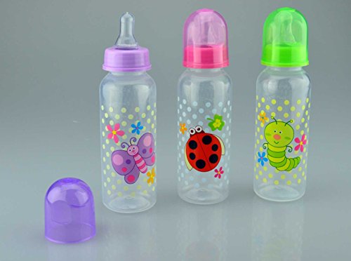 Pack of 3 Bug Themed 250ml Baby Bottles Feeding Silicone Teat BPA Free 0months+