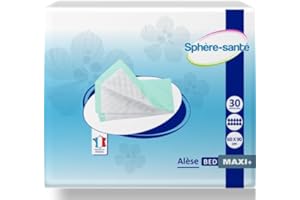 SPHERE SANTE Sphère Santé - Bed Maxi + Alèses jetables 60x90 cm - Protection literie - Absorption maximale 1850 ML - Confort et qualité française - Avis Clients excellents