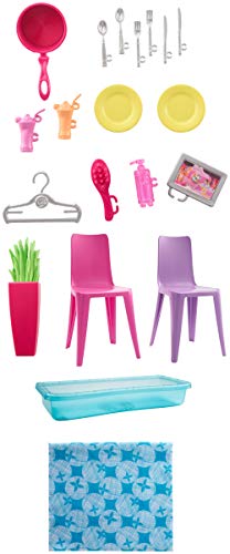 Barbie FXG55 - Ferienhaus mit Puppe, Möbeln und Pool, portables Puppenhaus ca. 46 cm hoch mit Tragegriff, Puppenzubehör Spielzeug ab 3 Jahren - 5