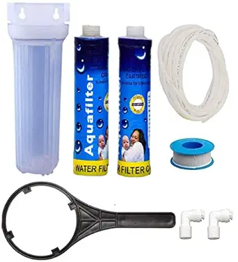 RRPURE Pre Filter Housing of Food Grade Material with 2 Thread Candle, 1/4'' Connectors Compatible with all types of RO/UV Water Purifier (Semi Transparent)