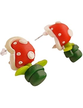 Supersüße Ohrringe FLIEGEN-PILZ im Comic-Style, wie bei Super Mario. Handgeknetet 