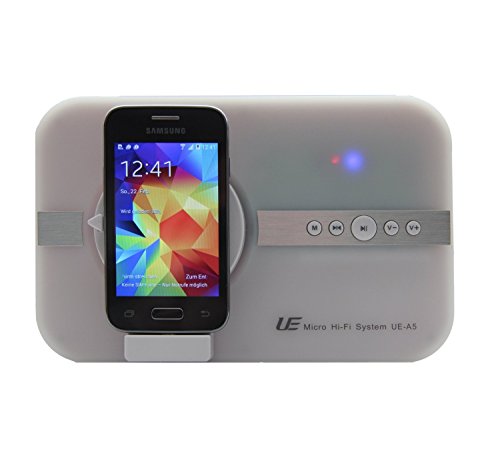 10 Watt Micro Hi-Fi System für Samsung S4 S5 S3 S2 S6 A3 A5 Alpha K zoom POCKET 2 Trend Lite Young 2 DUOS TAB 3 SIII mini Note 4 Core J5 .. für Musik Video Bilder mit Micro USB & Bluetooth Soundsystem Lautsprecher Sound Tube Fernbedienung - weiß white weiss