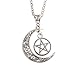 Produktbild Lomsarsh Semplice Moda Retro Argento Donna Collana Con ciondolo Star Moon Hollow Donna Collane Ornamento – I Migliori Regali per te stesso/Famiglia/Amici