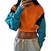 Produktbild Swallowuk Kurz Pullover Damen Mode Jumper Sweatshirt Vintage Langarm Tops Sport Patchwork Bluse Baggy Pullis Oberteile (S, Orange)